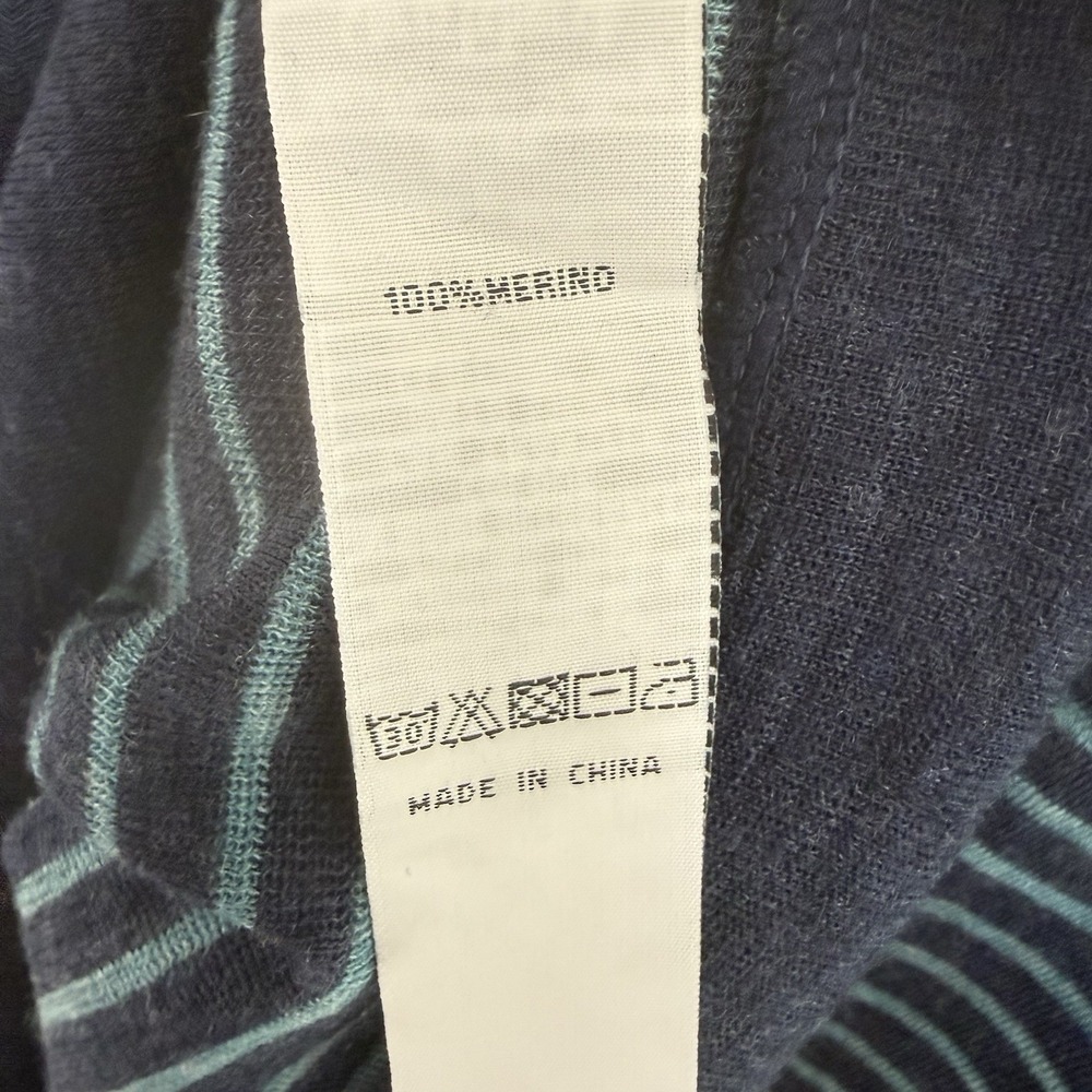 Foil 100% Merino Wool Sweater Women's SM Navy Blue Striped Scandi Elevated Basic - Picture 5 of 8